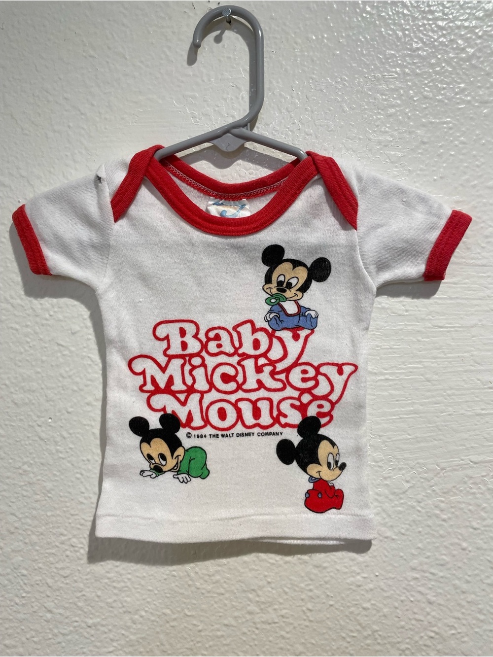 Vintage 1984 Disney Baby Mickey Mouse Infant Ringer T-Shirt Sherry Mfg 12M